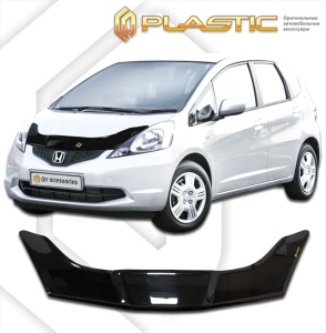 Дефлектор капота Honda Fit 2 2008-2013 (GE6, GE7, GE8, GE9) | черный