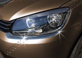 Накладки на передние фонари «реснички», нерж., 2 части «TrendLine» для VW Caddy
