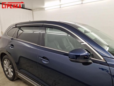 Дефлекторы Мазда Сх 9 2017+/2021+ | с хром молдингом, из 6 частей, премиум, плоские, 2D