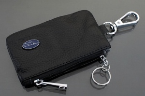 Чехол для ключей "Subaru", Универсальный, Кожаный с Металическим значком, Цвет: Черный