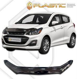 Дефлектор капота Chevrolet Spark 3 рестайлинг 2016-2022 (M300) | черный