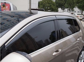 Дефлекторы боковых окон с хромированным молдингом, OEM Style для VW Golf VII "13-