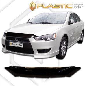 Дефлектор капота Mitsubishi Lancer 10 2007-2009 (седан-хэтчбэк) | черный