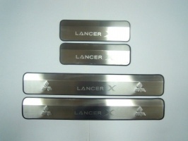 Накладки на дверные пороги с логотипом, нерж. для MITSUBISHI Lancer "07-/"11-