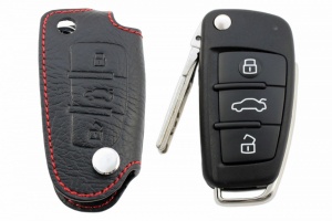 Брелок «кожаный чехол» для выкидного ключа Audi: A3, A6 «2010-», A8 «2010-», Q7 «2010-»
