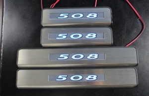 Накладки на дверные пороги с LED подстветкой, нерж. для PEUGEOT 508