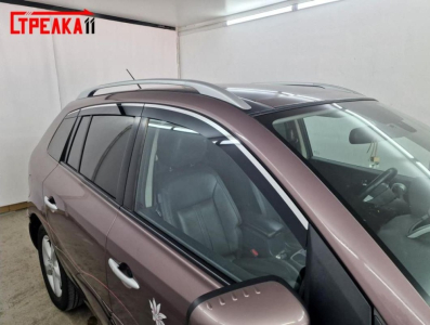 Дефлекторы Renault Koleos 1 2008-2016 | с хром молдингом, из 6 частей, премиум, плоские, 2D