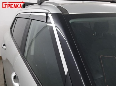 Дефлекторы Хендай Крета 2 2021+ | с хром молдингом, из 4 частей, премиум, плоские, 2D