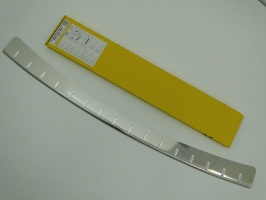 Накладка на задний бампер для Mitsubishi ASX (2010-2012) | силиконовые вставки + нержавейка, с загибом