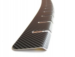 Накладка на задний бампер профилированная с загибом, нерж. сталь + карбон для BMW X1 "09-11"