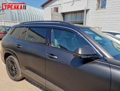 Дефлекторы Audi Q6 2023+ | с хром молдингом, из 6 частей, премиум, плоские, 2D