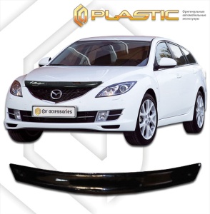 Дефлектор капота Mazda 6 универсал 2007-2010 (GH) | черный