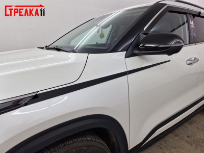 Накладки на передние двери и крылья для Kia Seltos 2020+ | 4 штуки, декор
