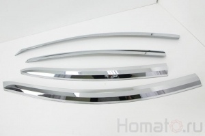 Хром дефлекторы окон Autoclover «Корея» для Hyundai Solaris Sedan