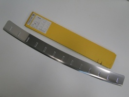 Накладка на задний бампер для Subaru Legacy 5 2009+ (универсал) | силиконовые вставки + нержавейка, с загибом