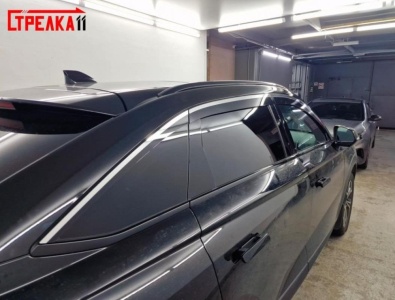 Дефлекторы Хавал Ф7Х 2 2025+ | с хром молдингом, из 6 частей, премиум, плоские, 2D