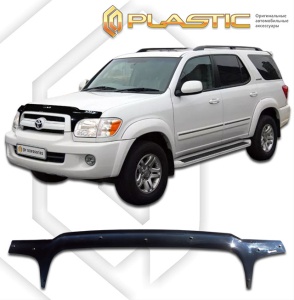 Дефлектор капота Toyota Sequoia 1 2004-2007 (UCK35, UCK45) | exclusive, черный