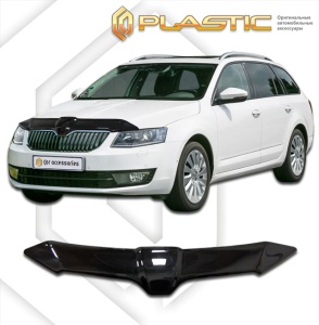 Дефлектор капота Skoda Octavia Combi A7 2013-2016 (5E) | черный