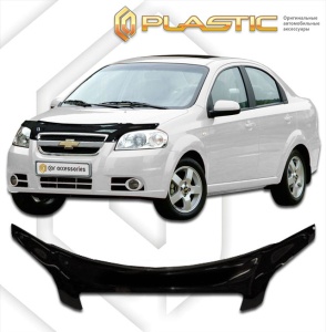 Дефлектор капота Chevrolet Aveo седан 2006-2011 | exclusive, черный