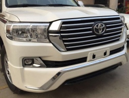 Комплект накладок переднего и заднего бамперов для Toyota Land Cruiser 200 2015+ | EXECUTIVE style, цвет: белый перламутр
