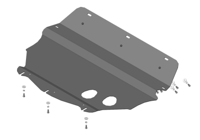 Защита картера Volkswagen Tiguan 2007-2011 | двигатель + КПП, 3 мм, сталь | MOTODOR | 12705