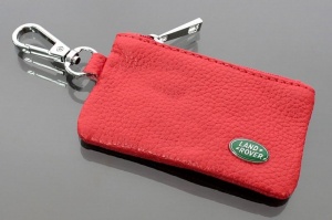 Чехол для ключей "Land Rover", Универсальный, Кожаный с Металическим значком, Цвет: Красный