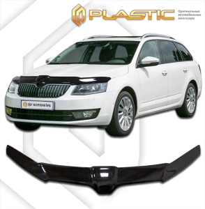 Дефлектор капота Skoda Octavia Combi A7 2013-2016 (5E) | exclusive, черный
