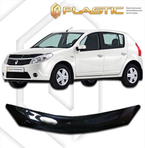 Дефлектор капота Renault Sandero / Stepway 2010-2014 (BS11, BS1Y) | черный