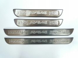 Накладки на дверные пороги с логотипом, нерж. для TOYOTA RAV4 "09-10"