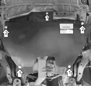 Защита картера Nissan Murano 2003-2007 | двигатель + КПП, 2 мм, сталь | MOTODOR | 01455