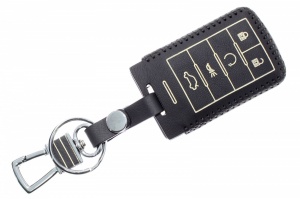 Чехол для ключа с карабином Cadillac (Брелок) "String", Цвет кожи: Черный (вар 2)